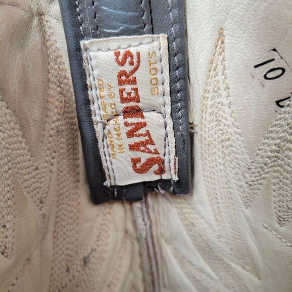 Sanders Vintage Leather Gray Western Cowboy Boots Men's 10D - Picture 13 of 14